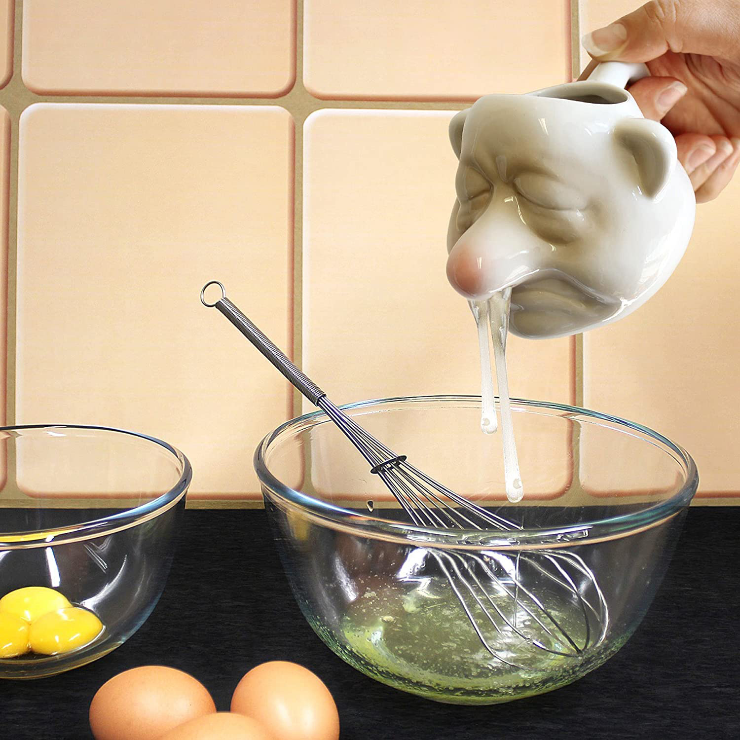 Kitchen Gadgets Novelty - Pemisah Telur Keramik Lucu, Alat Penyaring