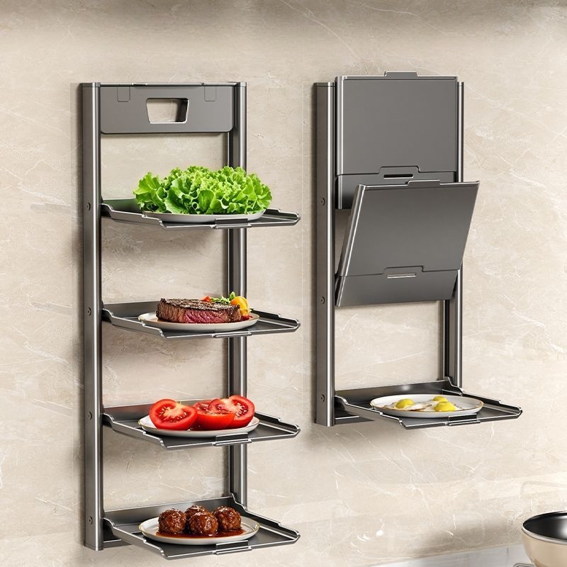 Kitchen Gadgets Rack Storage - Rak Penyimpanan Dinding Lipat dengan Suction