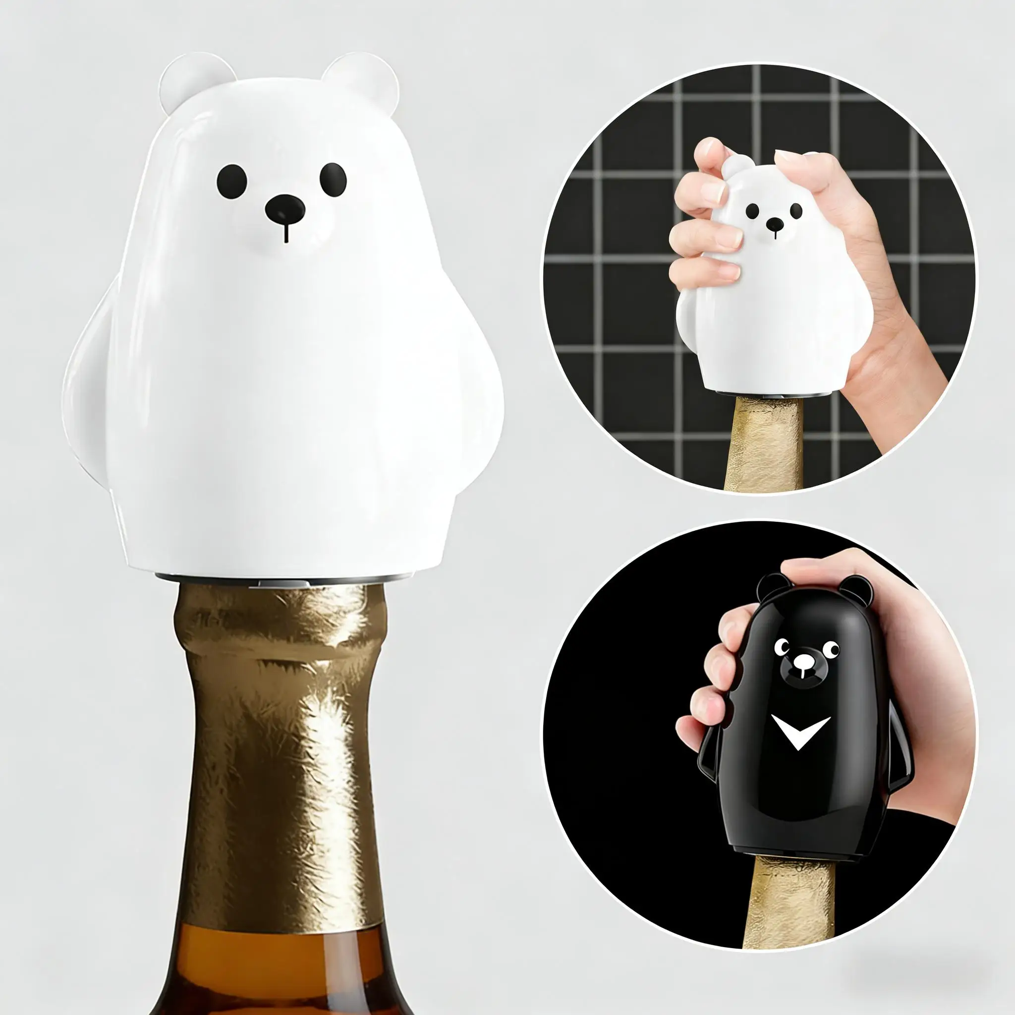 Kitchen Gadgets For Gifts - Pembuka Botol Berbentuk Beruang Hitam Putih